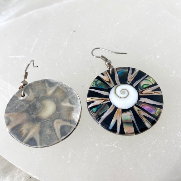 Mother of pearl abalone round shape earrings - Picture 5 of 7